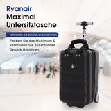 Aerolite 40x20x25cm Ryanair Maximum untersitz leichtes umweltfreundliches Hartschalen Handgepäckkoffer Reisekoffer Koffer Handgepäck 40x20x25 mit 2 Rädern und TSA-zugelassenem Schloss, Schwarz