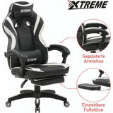 Olsen & Smith XTREME Gaming-Stuhl, neues und verbessertes Modell 2024, ergonomischer Büro-Schreibtisch-PC-Computer-Relax-Drehstuhl, abnehmbare gepolsterte Kopfstütze, Lordosenstützkissen und Fußstütze