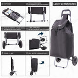 Hoppa 57L Stabiler Einkaufstrolley klappbar Shoppingtrolley multifunktional Einkaufsroller abnehmbare Tasche Rollen Einkaufswagen Wagen