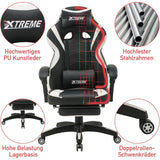 Olsen & Smith XTREME Gaming-Stuhl, neues und verbessertes Modell 2024, ergonomischer Büro-Schreibtisch-PC-Computer-Relax-Drehstuhl, abnehmbare gepolsterte Kopfstütze, Lordosenstützkissen und Fußstütze