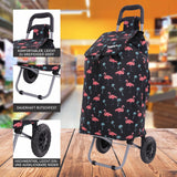 Hoppa 57L Stabiler Einkaufstrolley klappbar Shoppingtrolley multifunktional Einkaufsroller abnehmbare Tasche Rollen Einkaufswagen Wagen