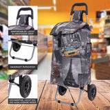 Hoppa 57L Stabiler Einkaufstrolley klappbar Shoppingtrolley multifunktional Einkaufsroller abnehmbare Tasche Rollen Einkaufswagen Wagen