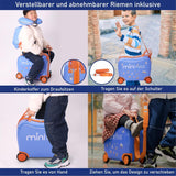 Aerolite MiniMax Kinder-Ride-On-Koffer, passend für 45x36x20cm, EasyJet, maximale Größe, Kinder-Handgepäck mit Rollen, 29 l (blau)