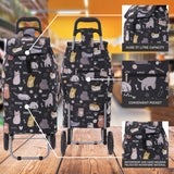 Hoppa 57L Stabiler Einkaufstrolley klappbar Shoppingtrolley multifunktional Einkaufsroller abnehmbare Tasche Rollen Einkaufswagen Wagen