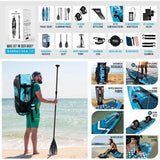 Aqua Spirit Aufblasbares Stand Up Paddle Board SUP Barracuda Kajak- 320x79x15cm/457x91x15cm - Erwachsene Anfänger/Experten | 150 kg Limit -Sitz, Paddel, Kajakblatt, Pumpe, Tasche 2 Jahre Garantie