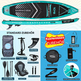 AQUA SPIRIT Barracuda SUP Board Set, Aufblasbares Stand-Up Paddle Board Set 6 Zoll dick mit Kajaksitz, verstellbarem Paddel, Tragetasche und Sicherheitsleine, Komplettes Zubehör, 3 Jahre Garantie (Grün)