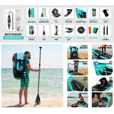 AQUA SPIRIT Barracuda SUP Board Set, Aufblasbares Stand-Up Paddle Board Set 6 Zoll dick mit Kajaksitz, verstellbarem Paddel, Tragetasche und Sicherheitsleine, Komplettes Zubehör, 3 Jahre Garantie (Grün)