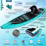 AQUA SPIRIT Barracuda SUP Board Set, Aufblasbares Stand-Up Paddle Board Set 6 Zoll dick mit Kajaksitz, verstellbarem Paddel, Tragetasche und Sicherheitsleine, Komplettes Zubehör, 3 Jahre Garantie (Grün)