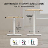 Olsen & Smith 60 x 120 x 72-120 cm höhenverstellbarer Einzeltisch mit elektrischer Höhenverstellung für stehende und sitzende Arbeit im Büro oder Zuhause, 80 kg Tragfähigkeit, mit LCD-Display, Speicherfunktion, Kopfhörerhaken und Getränkehalter