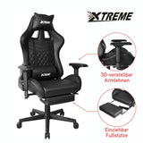 XTREME Engage Premium Gaming-Stuhl mit Bluetooth-Lautsprechern & RGB-LED-Lichtern, abnehmbare gepolsterte Kopfstütze, Lendenwirbelstützkissen & Fußstütze, Schwarz