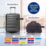 Aerolite (55x40x20cm) Lufthansa, Eurowings, TUIfly, Sunexpress, Ryanair Höchstbetrag Leichter Hartschale Bordgepäck Handgepäck Handgepäckkoffer Kabinentrolley Reisekoffer Trolley Koffer, Kohlegrau - Aerolite DE