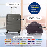 Aerolite (55x40x20cm) Ryanair Höchstbetrag 4 Rollen Leichter Hartschale Bordgepäck Handgepäck Handgepäckkoffer Kabinentrolley Trolley Koffer, Kohlegrau - Aerolite DE