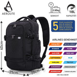 Aerolite Neu 2023 Ryanair 40x20x25 Maximale Größe Handkabinengepäck Handgepäcksrucksack Umhängetasche Reisetasche Flugtasche Handgepäck Rucksack Flugtasche Flugzeug mit 5 Jahre Garantie - Aerolite DE