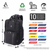 Aerolite Ryanair Rucksack mit herausnehmbarer kleiner Tragetasche, umweltfreundlich, wasserabweisend, Kabinengepäck, zugelassen, Reisegepäck, Reisetasche, Flugerucksack, 40 x 20 x 25 cm, Schwarz - Aerolite DE