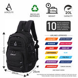 Aerolite Ryanair Taktischer Rucksack, maximale Größe, umweltfreundlich, wasserabweisend, Kabinengepäck, Camping, Wandern, Trekking, 20 l, zugelassen, Reisegepäck, Flugreiserucksack mit 10 Jahren - Aerolite DE