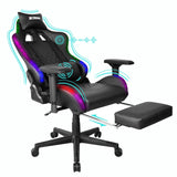 XTREME Engage Premium Gaming-Stuhl mit Bluetooth-Lautsprechern & RGB-LED-Lichtern, abnehmbare gepolsterte Kopfstütze, Lendenwirbelstützkissen & Fußstütze, Schwarz