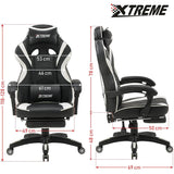 Olsen & Smith XTREME Gaming Chair New and Improved 2021 Model Ergonomic Office Desk PC Computer Recliner Swivel Chair Detachable Padded Head Rest Lumbar Support Cushion & Footrest - Packed Direct UK