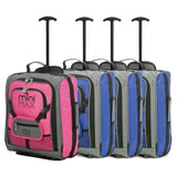 MiniMAX (45x35x20cm) Kindergepäck Carry On-Koffer mit Rucksack und Beutel (x3 Blau + x1 Pink)