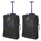 5 Cities (55x35x20cm) Cabin Luggage | Twin Set | Black & Blue 