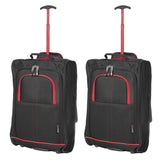 5 Cities (55x35x20cm) Cabin Luggage | Twin Set | Black & Red