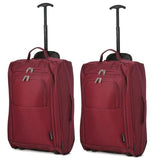 5 Cities (55x35x20cm) Cabin Luggage | Twin Set | Wine